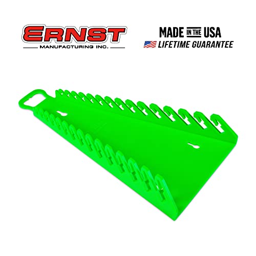 Image of Ernst Manufacturing 5156 15-Wrench Reverse Gripper Portable Wrench Organizer - Durable Flexible Grip, Easy Wrench Removal, Fits 1 /4 inch to 1 1 /8 inch & 6-20 mm, Green