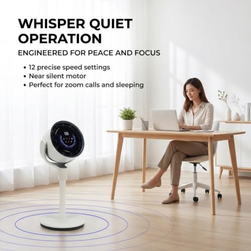 Image of EdenPURE TurboAIR Fan - Whole House 360 Windmill Spin Fan, Whisper Quiet Operation, Portable AC, 3 Adjustable Heights, 12 Speeds, Dual Oscillation, Cools Entire Room 360 Circulation, 65 FT Reach
