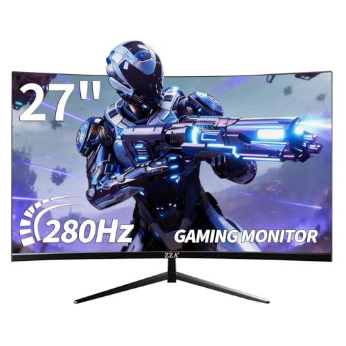 ZZA 27 Inch Curved Monitor 280Hz/240Hz FHD 1080P,Gaming Monitor 1800R VA Screen,Monitor 27 Inch 4000:1 120% sRGB,1Ms,AMD FreeSync,HDR,Low Blue Light,HDMI DP,VESA Support, DP Cable Incl - Image 3