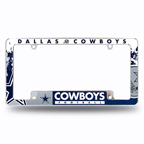 Rico Industries NFL Dallas Cowboys Primary 12 x 6 Chrome All Over Automotive License Plate Frame for Car/Truck/SUV