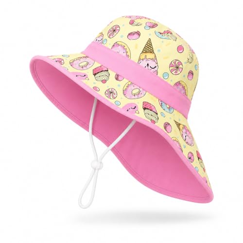 Image of VRITRAZ Sun Protection UPF50+ Bucket Hat Toddler Summer Beach Play Hats with Neck Flap for Girl, Boy, Kids Summer Hat, Bucket Hat for Kids Ages 3-10 Years
