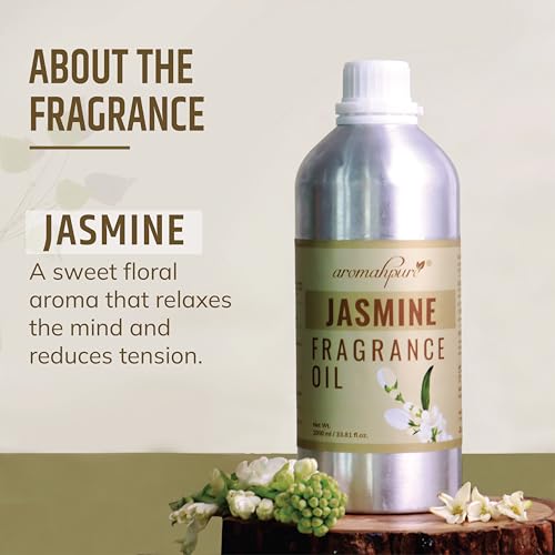 Image of Aromahpure Jasmine Aroma Oil | 1 Liter Undiluted & Natural | Long-Lasting Scent for Aromatherapy, Candle & Soap Making, Diffusers, Room Freshener, Humidifier, Bathroom Revitalizer & Home Essentials