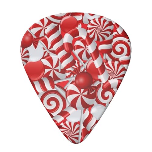 Evanem ギターピック エレクトリックウクレレピック用 オーガナイザーストレージボックス付き キャンディーケーン ベースピック アコースティックギター用 0.96mm 6個パック