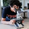 AmScope - 40X-2500X LED Binocular Compound Microscope with 3D Stage, 5MP Digital Camera, 50-Piece Prepared Slides Set, and 3-Piece Precision Tweezers Set - VB-B120C-PRO