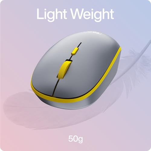 Image of TAG WM500 Grey /Yellow Wireless Mouse, 2.4GHz USB Receiver, Dedicated DPI Button (800 /1200 /1600), 4 Buttons, Ambidextrous & Light, Power-Saving, 10m Range, 1x AA Battery, Supports Windows /Mac /Linux /iOS