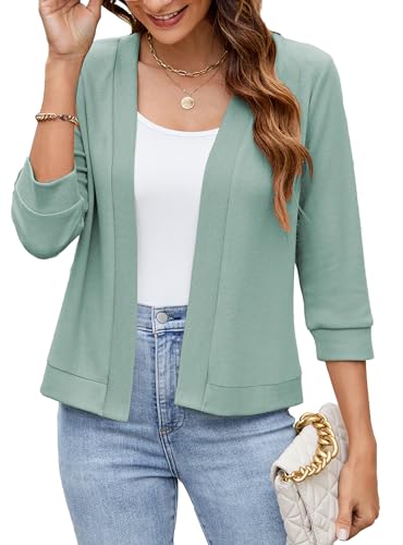 Image of Hount Womens 3 /4 Sleeve Cropped Cardigans Lightweight Casual Open Front Bolero Shrugs Sweaters