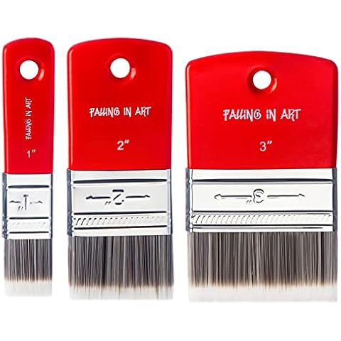 Falling in Art 3PCS Flat Paddle Paint Brush Set, Scale Brush for Oil and Acrylic Paints(1 Inch,2 Inch,3 Inch) Cover