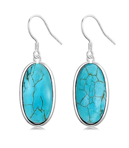 Boucles d'oreilles turquoise véritable en argent blanc, le bijou d'été idéal