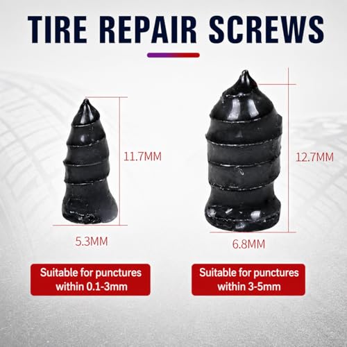 Image of Tire Repair Kit, Tire Repair Screws 10 Pcs, Tire Repair Glue 10ml | Screw in Tire Plugs Kit, Fast Self-Service Tire Repair Rubber Nails Kit for Car, Motorcycle, Bike, Truck, Tractor, Garage