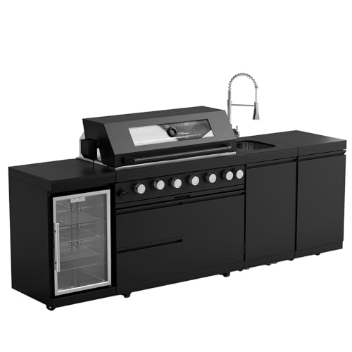 Outdoor Kitchen Island with Grill and Accessories