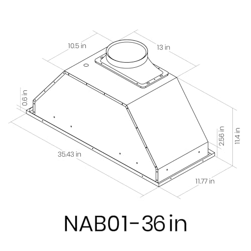 Range Hood Insert 36, AROAN Builtin Range Hood with Ducted/Ductless
