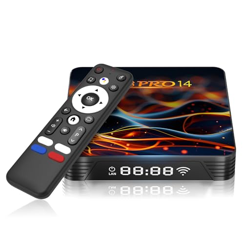 Android TV Box 2026, Android 14 TV Box 2GB 16GB Support 4K 6K 8K WiFi 6, Smart Box for TV with RK3518 Quad-core CPU 2.4G/5.8G Dual-Band WiFi 100M Ethernet Bluetooth 5.0 USB 3.0