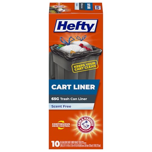Hefty Bolsas de basura Cart Liner, 65 galones, 10 bolsas