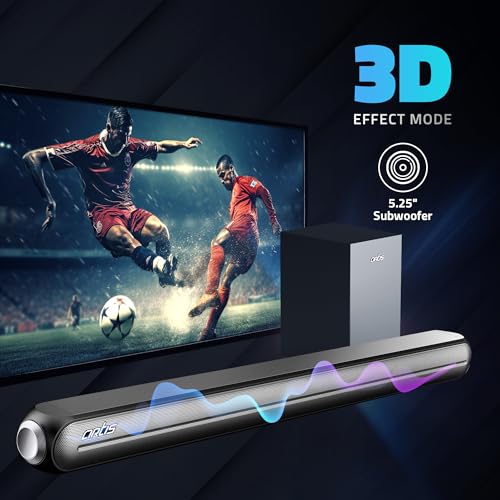 Image of Artis SoundHub 300 2.1 CH 160 Watts Wireless Bluetooth Soundbar with Wired Subwoofer & Multiple Input Modes: Bluetooth /HDMI (ARC) / AUX in /Optical
