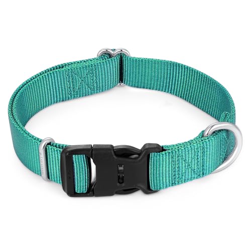 Collar de nylon para perros Mikivery ajustable M teal