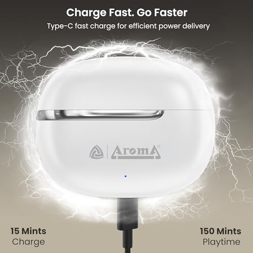 Image of AROMA TWS7 Star V5.4 Upto 60Hr Playtime*, ENC, Dual Paring, Fast Charging, Heavy Bass Bluetooth