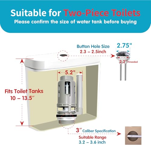 Image of 3-Inch Dual Flush Valve Replacement Kit with Metal Bolts | Fits Water Ridge, Aquasource, Glacier Bay and More, Complete 2-Piece Toilet Tank Parts,Water-Saving Dual-Flush Design