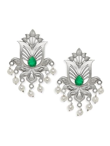 Image of Rubans Demi Fine Stainless Steel Dangler Earrings CZ Gift for Women & Girls