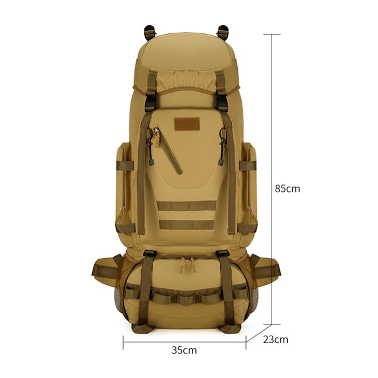 Outdoor Hiking Backpack Men's 100l Large Capacity Lightweight Backpack Women's Hiking Waterproof Tourism (Khaki)3