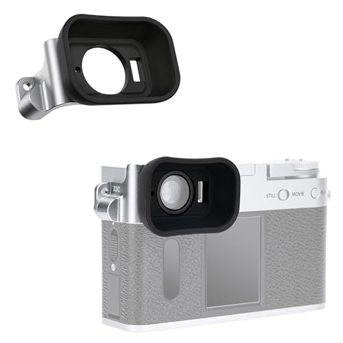 JJC Long Soft Rubber Eyecup Eyepiece for Fuji Fujifilm X Half XHalf Digital Camera, X Half Camera Eye Cup Extended Viewfinder Cover, Comfortable Silicone Material, Not Affect Screen Use, Silver Color