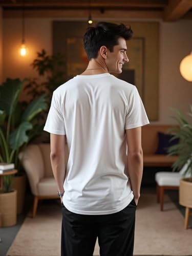 Image of NOBERO Men's Cotton Regular Fit Letter Print T-Shirt