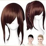 CaseEden コスプレ ウィッグ コスプレ用ウィッグ バンス付き ブラウン ダークブラウン こげ茶 ウィッグネット2個セット