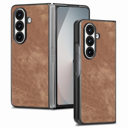Coque Samsung Galaxy Z Fold 7 en cuir PU rétro marron chic