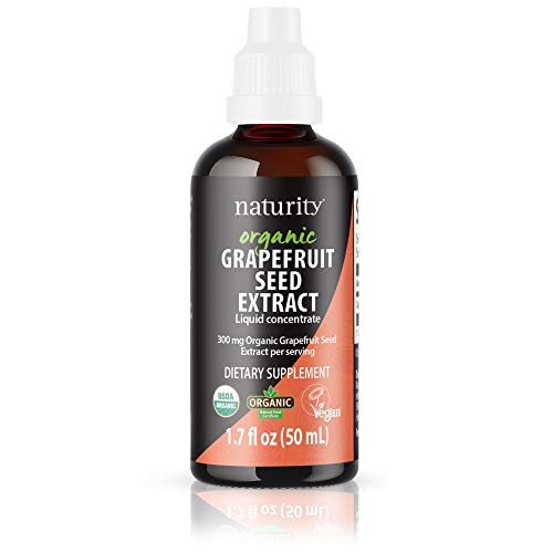 Naturity Organic Grapefruit Seed Extract Supplement (300mg Grapefruit Seed Extract Serving) - Pure Grapefruit Seed Extract Liquid Concentrate, 1.7 fl oz (50ml) - Organic Seed Liquid