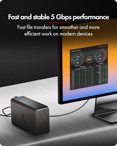 ICY BOX Aluminum 2 Bay Hard Drive RAID Enclosure with Cooling Fan for 2.5“/3.5" SATA HDD/SSD 4 RAID Modes, 5Gbps HDD Enclosure, 48TB Capacity, RAID 0/1/Single/JBOD, Aluminum Case, DAS — 사진 4