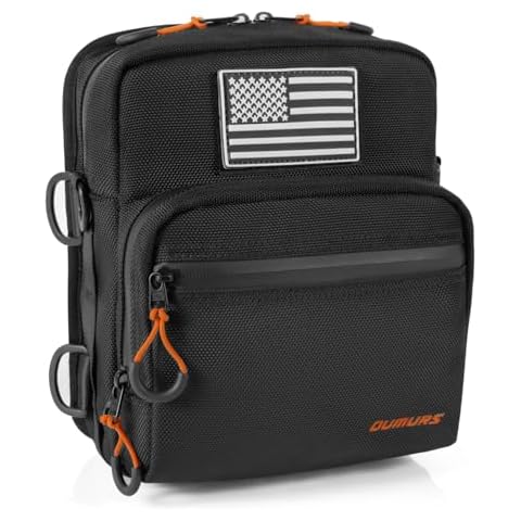 Oumurs Motorcycle Handlebar Bag,Universal Bar bag American Flag 1680D Water-resistant Sissy Bar Bag Front Fork Storage Accessory Bag, For Harley Cruiser Softail Dyna Sportsters Dirt Bike Black Matt Cover