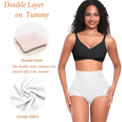 Image of Werena Tummy Control Shapewear Panties for Women High Waisted Shaping Underwear Lace Body Shaper Girdle