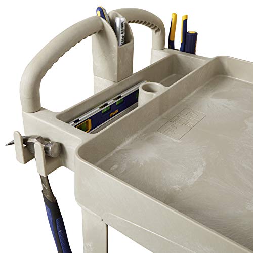 Rubbermaid Commercial Products - Fg4520088Beig 2-Shelf Utility/Service Cart, Medium, Lipped Shelves, Ergonomic Handle, Beige Color, 500 Lbs. Capacity, For Warehouse/Garage/Cleaning/Manufacturing (Fg452088Beig) #TOP2