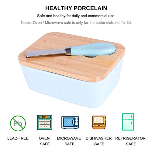 image for Ceramic Butter Dish with Lid, Porcelain Butter Container Keeper with B