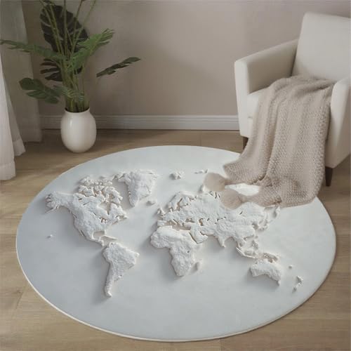 Tapis rond carte du monde antidérapant et super doux 80cm