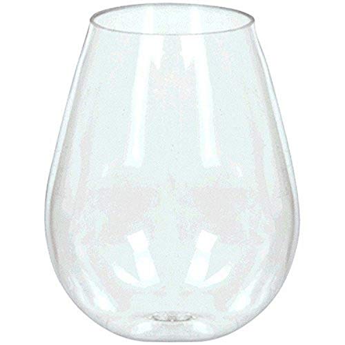 Amscan 355090.86 Mini Stemless Wine Glasses, 4oz, Clear