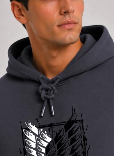 Image of ADRO Mens Abstract Graphic Hoodie | 320 GSM Cotton Poly Fleece | Regular Fit Contemporary Artistic Sweatshirt for Winter & Streetwear