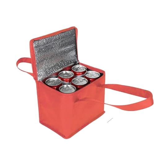 XCTDSVAH Bolsa Termica Porta Alimentos Bolsa enfriadora de almuerzo portátil, bolsas aisladas, aislamiento plegable, paquete hielo for Picnic, portador térmico alimentos, 1 ud(Small Red)