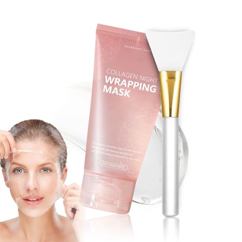‎‎Shefave Collagen Night Wrapping Mask, Collagen Mask Peel Off Maske Gesicht, Elastizität und Feuchtigkeit, Overnight Maske Gesicht Masken Reduziert Erschlaffung & Mattheit, Korean Face Mask (S-1pcs)