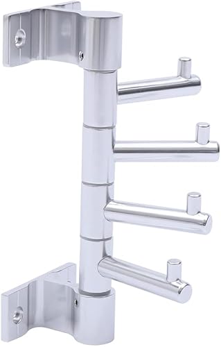 Miniatura 6 de Ganchos giratorios plateados para colgar en la pared con 4 brazos giratorios, múltiples ganchos para toallas de baño, ganchos para ropa, perchero de
