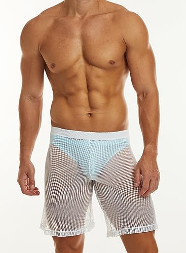 MIZOK Men's Sexy Fishnet See Through Shorts Loose Mesh Lounge Underwear4