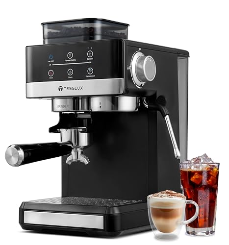 tesslux Espresso Machine with Grinder, 20 Bar Compact Espresso Maker