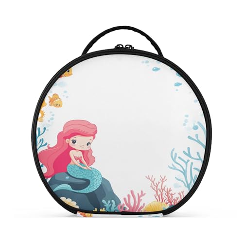 Takiito Cute Mermaid Travel Makeup Case Portable Makeup Box Artist Cosmetic Case Organizer With Adjustable Dividers