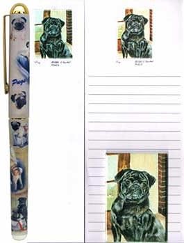 Black Pug Stationery Gift Set