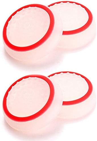 Anti-Slip Analog Thumb Stick Silicone Grip Cover Caps for Sony PS3 PS4 Playstation 4 Pro Slim, Xbox 360 One Controller | Pack of 4 Pieces - White Red
