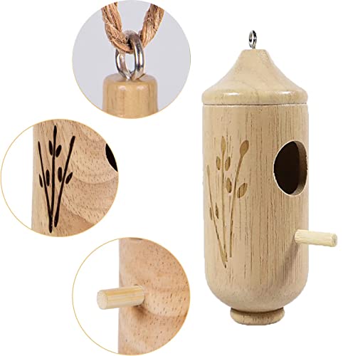 3Pcs Hummingbird House, Wooden Hummingbird House For Outside Hanging, Cute Humming Bird Nest With Hemp Ropes, Hanging Bird Houses For Outdoor Garden Home Decor, Nesting Birdhouse Nature Lovers Gift(A) #TOP4