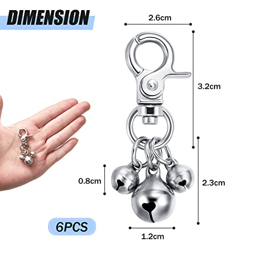 Weewooday 6 Stücke Haustier Glocken für Halsbänder Laute Hundeglocken Schlüsselringe Hundeglocken Halsband Charm Hund Verdreifach Glocke Anhänger für Hunde Katze Halskette Halsband Dekor (Silber)