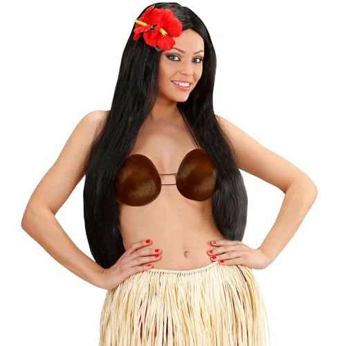 W WIDMANN MILANO Party Fashion 05733 - Soutien-gorge en noix de coco, taille unique, avec cordons, en plastique, Hawaï, fête estivale, fête sur la plage,...