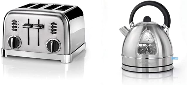 Cuisinart Signature Collection 4 Slot Toaster | Stainless Steel | CPT180BPU & Traditional Kettle | 1.7L Capacity | Stainless Steel | CTK17U