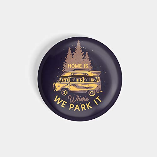 dhcrafts Pin & Magnetic Badge Dual Purpose Purple Colour Home is Where We Park It Camper Van Glossy Finish Design Pack of 1