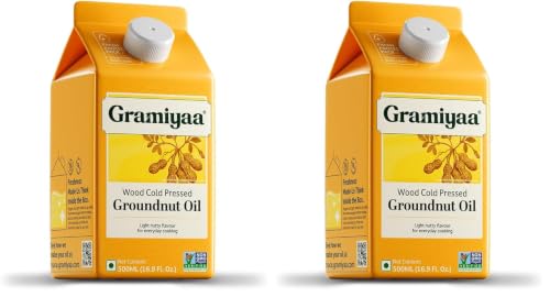 Image of Gramiyaa Cold Pressed Groundnut Oil 500 Ml | Traditionally Extracted | Chemical-free, Zero Trans-fat Cooking Oil | Unrefined Oil | Kachi Ghani Peanut oil for Cooking (Pack of 2)